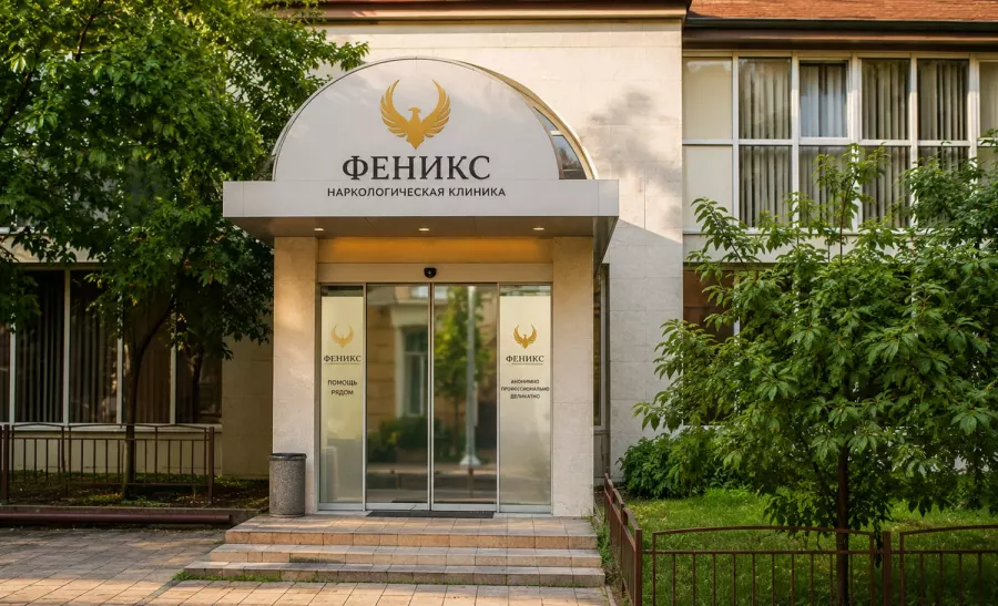 Вход в наркологическую клинику «Феникс» в Усть-Джегуте